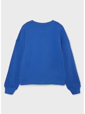 Lmtd Düz Kız Çocuk Mavi Sweatshirt Nlfnouter Ls Short Sweat
