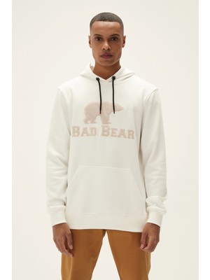 Bad Bear Brand Erkek Kırık Beyaz Kapüşonlu Sweatshirt