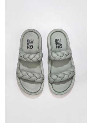 Bueno Shoes Mavi Deri Kadın Spor Terlik