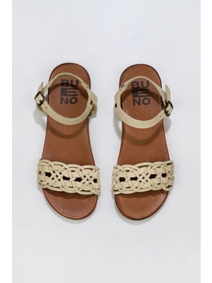 Bueno Shoes Sarı Deri Kadın Düz Sandalet