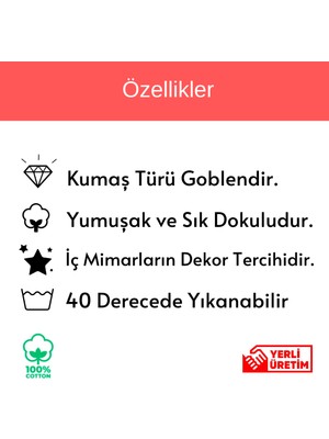 Lilies Atelier Mackenzie Model Damalı Çiçek Desen Üçgen Kesim Püsküllü Keten Runner ve Mutfak Havlusu Luxury Takım