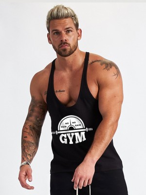 Ghedto Npng Gym Siyah Fitness Tank Top Sporcu Atleti Yüksek Pamuklu Konforlu Kesim