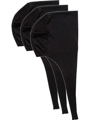 OEM 3 Adet Tesettür Bone Bağcıklı Likralı Siyah