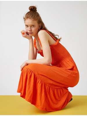 Koton Fırfırlı Maxi Elbise