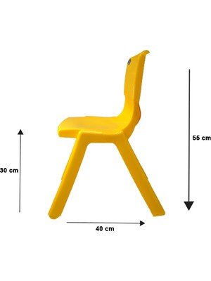 Temel 1.Kalite Kırılmaz Çocuk Sandalyesi – Kreş ve Anaokulu Sandalyesi Sarı 8 Adet