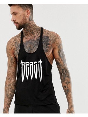Beast Gym Fitness Tank Top Sporcu Atleti Siyah