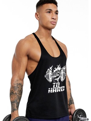 Ghedto To Hard Siyah Fitness Tank Top Sporcu Atleti Nefes Alabilir Kumaş İle Rahat Kesim