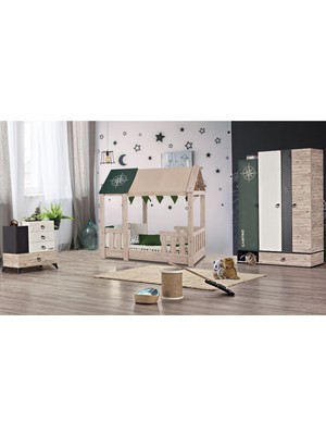 Bubu Home Macamp Montessori Oda Takımı 3 Kapılı Dolap + Karyola + Şifonyer