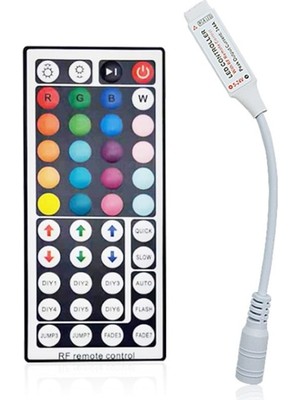 Tawitec Rgb Şerit LED Set – 5 Metre LED + Adaptör + Kontrol Cihazı + 44 Tuşlu Rf Kumanda – Iç Mekan – 3 Çipli – 12 V -  Hazır Tak Çalıştır