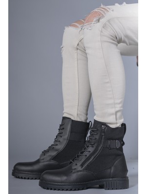 Riccon Siyah Erkek Fermuarlı Bot Yüksek Topuklu Ortapedik İç Taban ile Rahat Kullanım