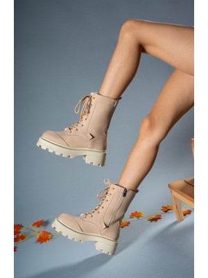 Riccon Extra Mat Nude Kadın Fermuarlı Bot 001202