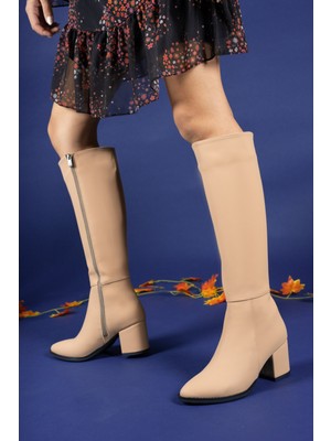 Riccon Kadın Extra Mat Nude Çizme – Ortopedik Tabanlı, Fermuarlı, Kaliteli Malzemeden, Günlük ve Outdoor Kullanıma Uygun