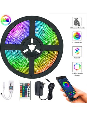 Dailytech 5m LED Şerit Bluetooth Rgb Uzaktan Kumandalı