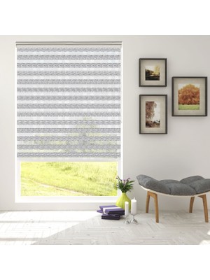 Assoshome Stor Zebra Perde Gri Siyah Minimal Çizgi Desen Jakar Piliseli Dekoratif Kornişe