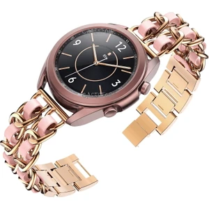 M.TK Moveteck Huawei Watch Gt3 42MM Uyumlu (20MM Pim) Kordon Kayış Metal Hasır Baklalı Örgü Renkli Klipsi Rainbow Halkalı Lüx Paslanmaz Çelik