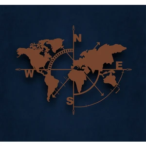 Pusula Dünya Haritası Metal Duvar Dekoru