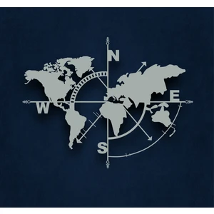 Pusula Dünya Haritası Metal Duvar Dekoru