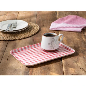 English Home Gingham Red Melamin Kaydırmaz Tepsı 20X28,5 cm Kırmızı