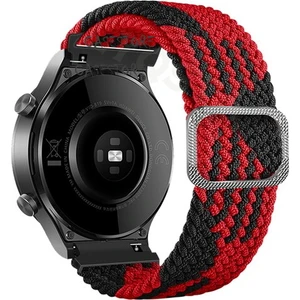 M.TK Moveteck Huawei Watch Gt3 42MM Uyumlu (20MM Pim) Kordon Kayış Örgü Hasır Loop Tokalı Rainbow Renkli Örgülü Karışık Renk