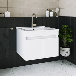 Roomart LD3 Ayaksız 2 Kapaklı Lavabolu Beyaz Mdf 65 cm Banyo Dolabı