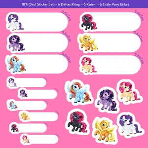 Okul Defter - Kalem Sticker Seti Little Pony 18'li