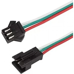 3 Pin Dişi-Erkek Jst Soket Seti 20CM Kablolu 24 Awg - 2.54 mm