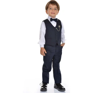 Mnk Baby Yelekli Smokin Erkek Çocuk Takım