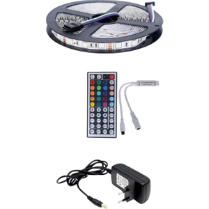 Rgb LED 44 Tuşlu Kumanda 5 Metre Iç Mekan 3 Çip 5050 Smd 2 Amper Adaptör Tak Çalıştır