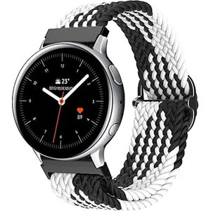 M.TK Moveteck Samsung Galaxy Watch Gear S2 Kordon Örgü Tokalı Gökkuşağı Renkli Kumaş Bileklik (20MM )