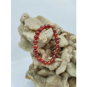 Doğal Taş Delisi Kırmızı Carnelian Akik Doğal Taş Bileklik (Sertifikalı)