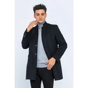 Düğmeli Kaşe Erkek Uzun Kaban