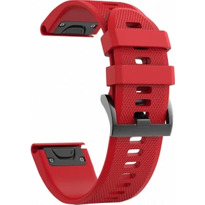 Garmin Fenix 5 - 5 Plus - 5 Sapphire Için Quick Fit Özellikli Silikon Kordon Kırmızı