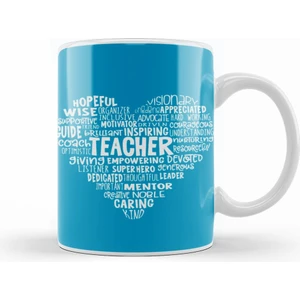 Teacher Heart Word Cloud Kupa Bardak Porselen