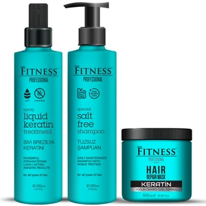 Fitness Professional Brezilya Fönü Sıvı Keratin Bakımı Dumansız - Parabensiz Buğday Proteinli Tuzsuz Şampuan - Maske Seti