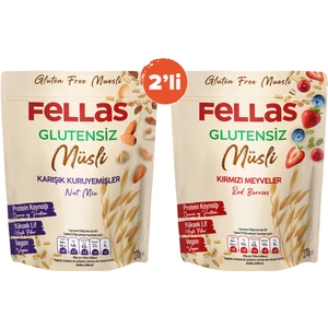 Glutensiz Müsli 2'li - Kırmızı Meyveli 270 gr + Karışık Kuruyemişli 270 gr