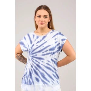 Sea Moda Etek Ucu Şifon Batik Tshirt-Mavi
