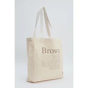 Baskılı Körüklü Bez Çanta Brown