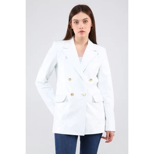 Kadın Deri Kruvaze Blazer Ceket
