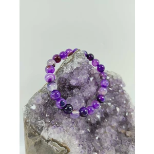 Doğal Taş Delisi Mor Akik Doğal Taş Bileklik (Sertifikalı)