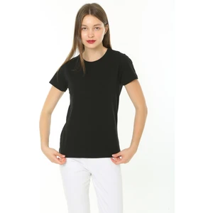 %100 Pamuk Basic T-Shirt (Rahat Giyim) Kadın - Siyah