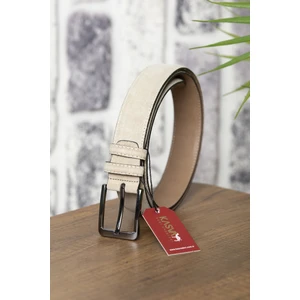 Kasva Deri Bej Süet Orijinal Deri Kemer 3.5 cm Kadın ve Erkek Kullanımı için Şık Tasarım