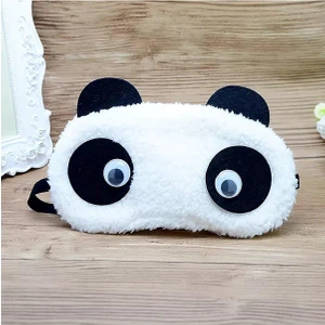 Peluş Panda Uyku Bandı Figürlü Uyku Göz Maskesi Göz Bandı Oynar Gözlü Uyku Gözlüğü