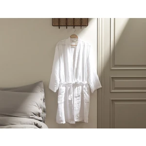 Madame Coco Zoe Müslin Unisex Bornoz - Beyaz