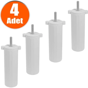 Mobilya Kanepe Baza Koltuk Destek Ayağı M8 Civata Ayarlı Beyaz Ayak 14 Cm (4 Adet)