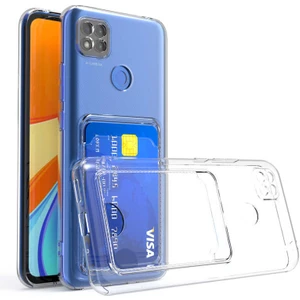 Xiaomi Redmi 9c Uyumlu Kılıf Kartlık Bölmeli Arkası Şeffaf Soft Dayanıklı Kılıf Kapak