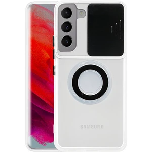 Sm Galaxy S21 Plus - S30 Plus Kılıf Sürgülü Kamera Lens Korumalı Yüzük Standlı Silikon Kılıf