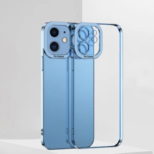 Fashion Series iPhone 12 6.1inç Kılıf Renkli Kenar Lazer Çerçeveli Silikon Kılıf