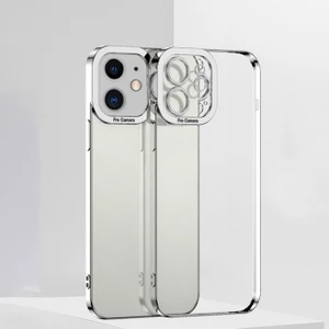 Fashion Series iPhone 12 6.1inç Kılıf Renkli Kenar Lazer Çerçeveli Silikon Kılıf