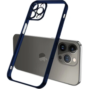 Fashion Series iPhone 13 Pro Max Kılıf Renkli Kenar Lazer Çerçeveli Silikon Kılıf