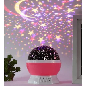 Star Global Dekoratif Çocuk Odası Gece Lambası Pembe Dönen Projeksiyon Gece Lambası Star Master Ay Yıldız LED